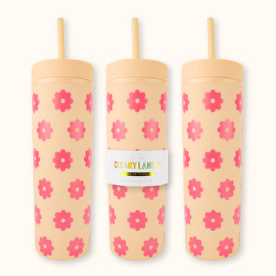 Cleary Lane 16oz Matte Tumbler | Peach Flowers