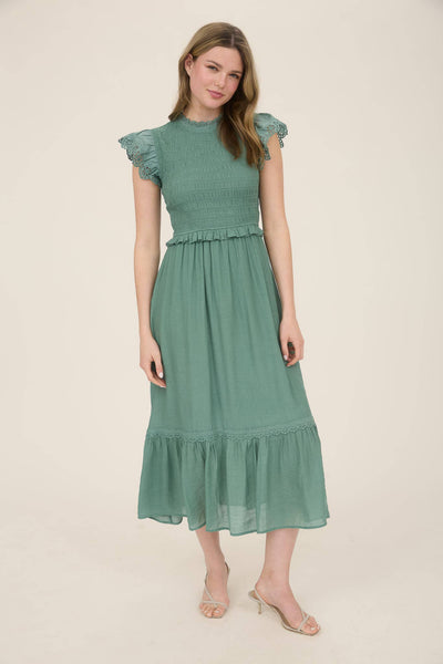 Ivory Smocked Midi Dress