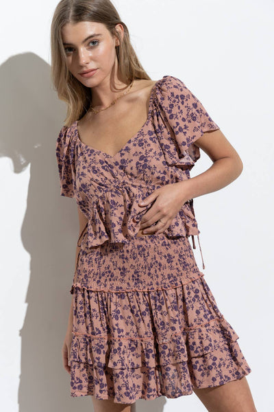 Mauve Floral Ruffle Set