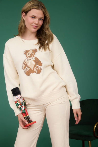 Cream Teddy Jacquard Sweater