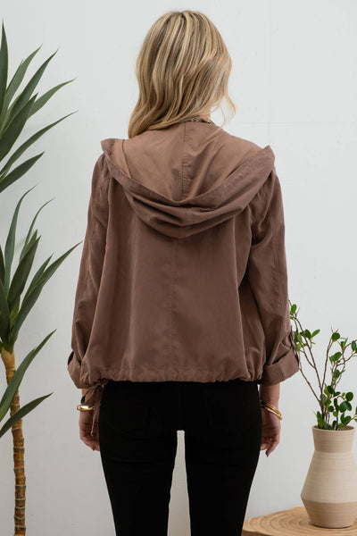 Deep Taupe Hooded Jacket