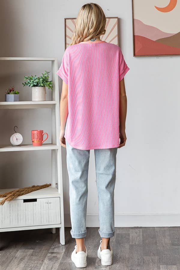 Pink Color Block Top