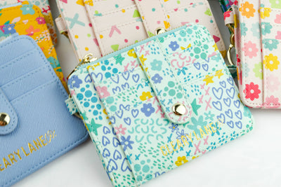 Cleary Lane Colorful Wallet Keychains: Blush Rainbow Flowers