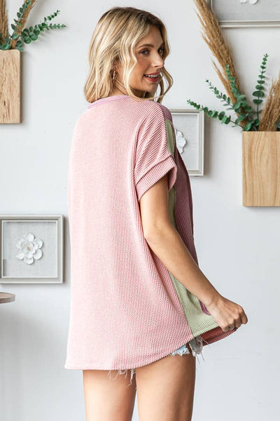 Pink Color Block Top