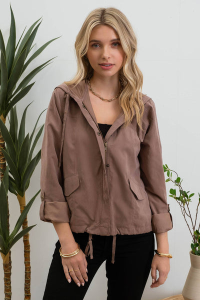 Deep Taupe Hooded Jacket