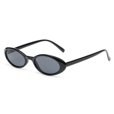 Retro Oval Cat-Eye Sunglasses: Black
