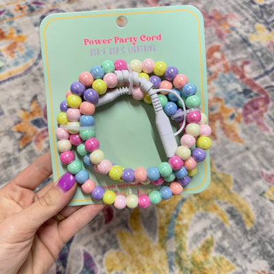 Beaded Phone Chargers USB/USB-C/Lightning: Light Turquoise