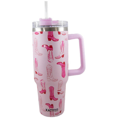 KatyDid Light Pink Western Boots Tumbler