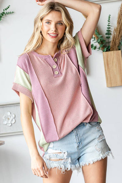 Pink Color Block Top