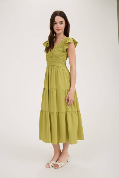 Pink Flutter Sleeve Maxi