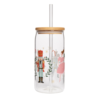 Nutcracker Glass Tumbler w/ Lid