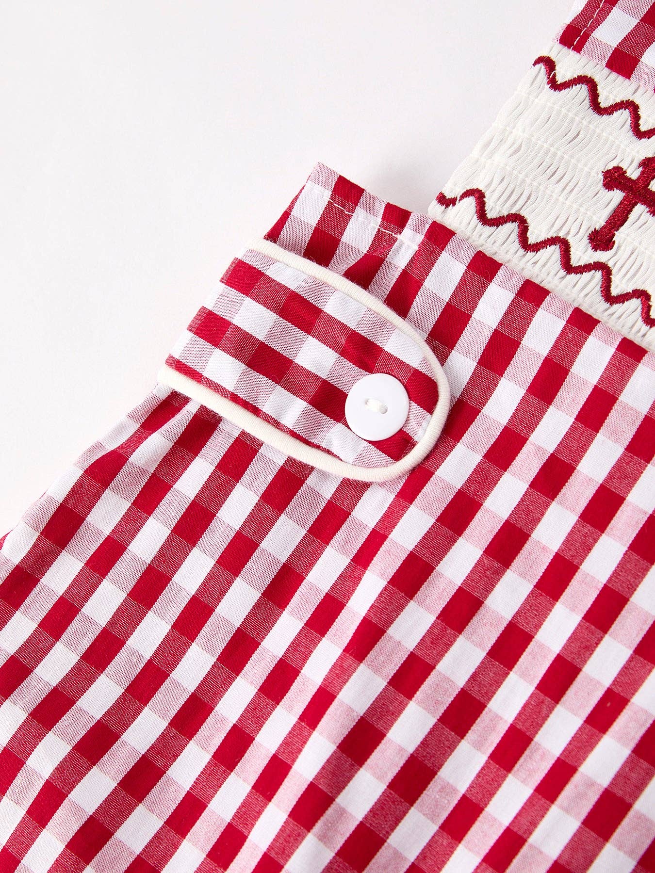 Red Plaid Smocked Church Christ Bishop Christening Baby Boys' Romper