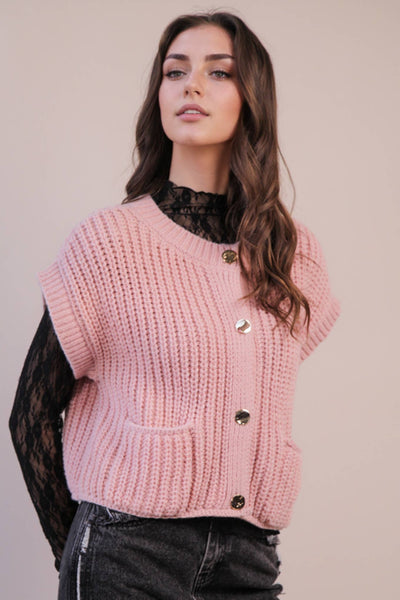 Black Oversized Button Knit Sweater