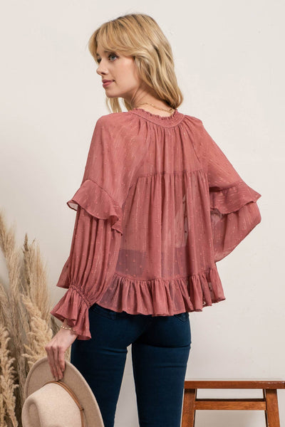 Dusty Rose Clip Dot Blouse