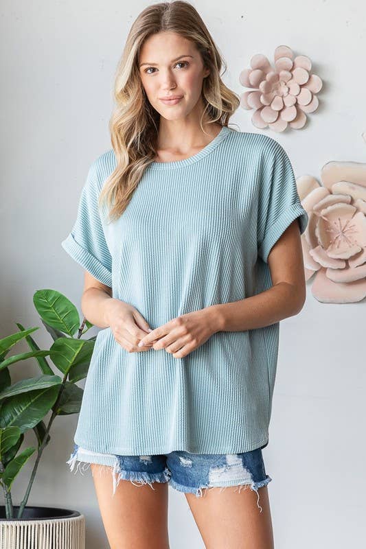 Charcoal Ribbed Top