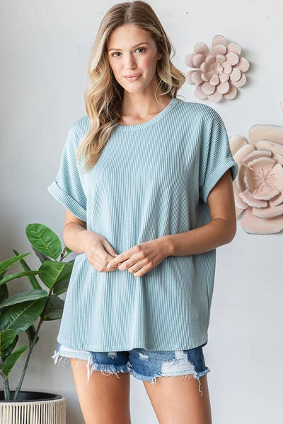 Charcoal Ribbed Top