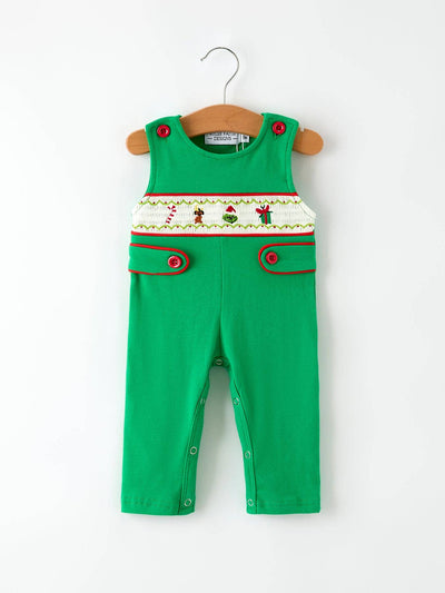 Christmas Character Candy Embroidery Baby Boy Romper