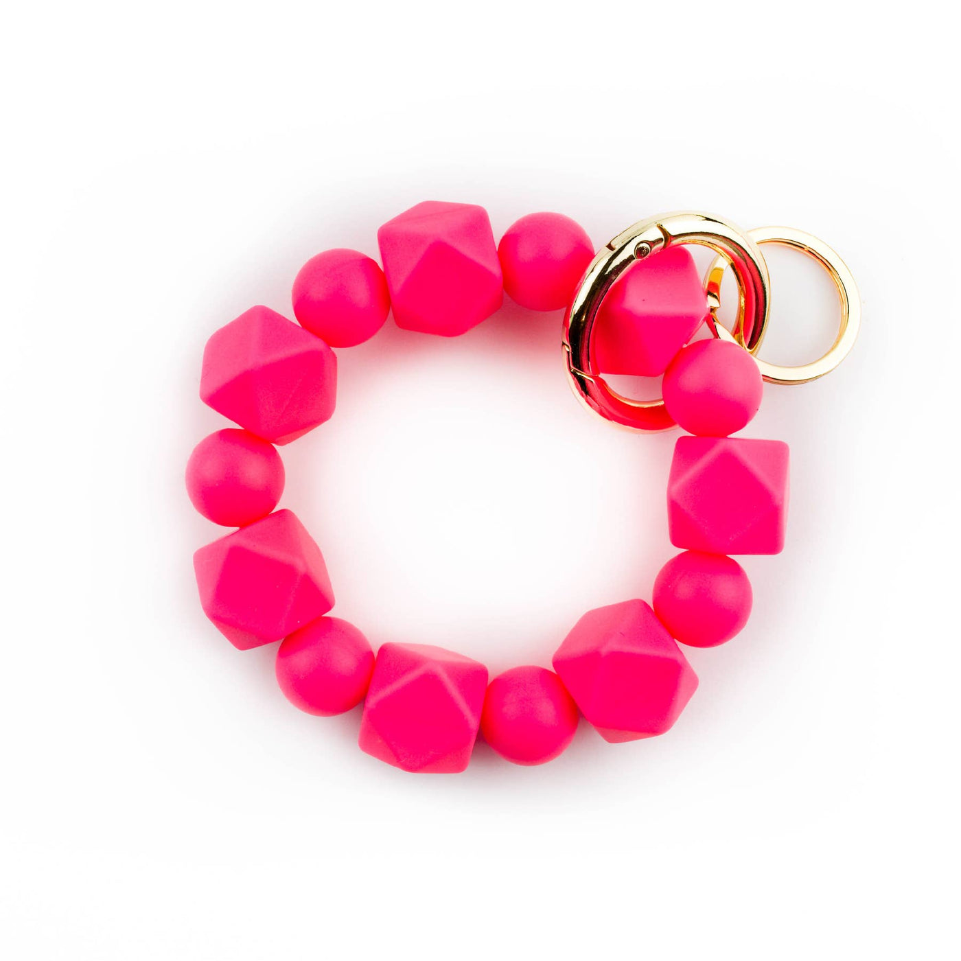 Cleary Lane Beaded Wristlet Keychain Hexagon Silicone | Hot Pink