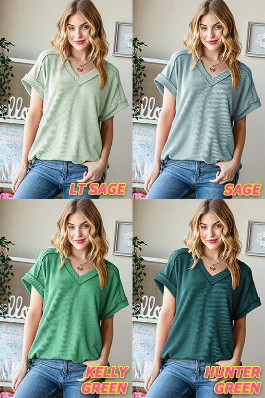 Kelly Green Ribbed Top