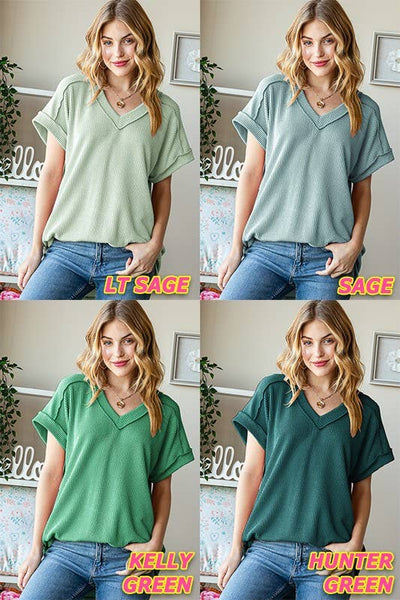 Kelly Green Ribbed Top