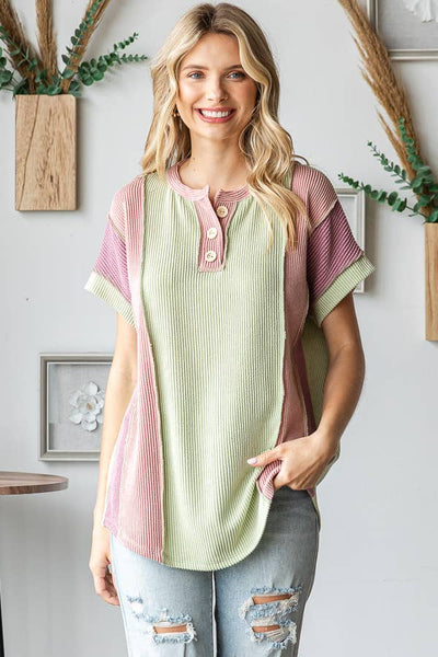 Pink Color Block Top