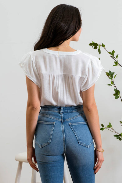 White Tassel Sleeve Top