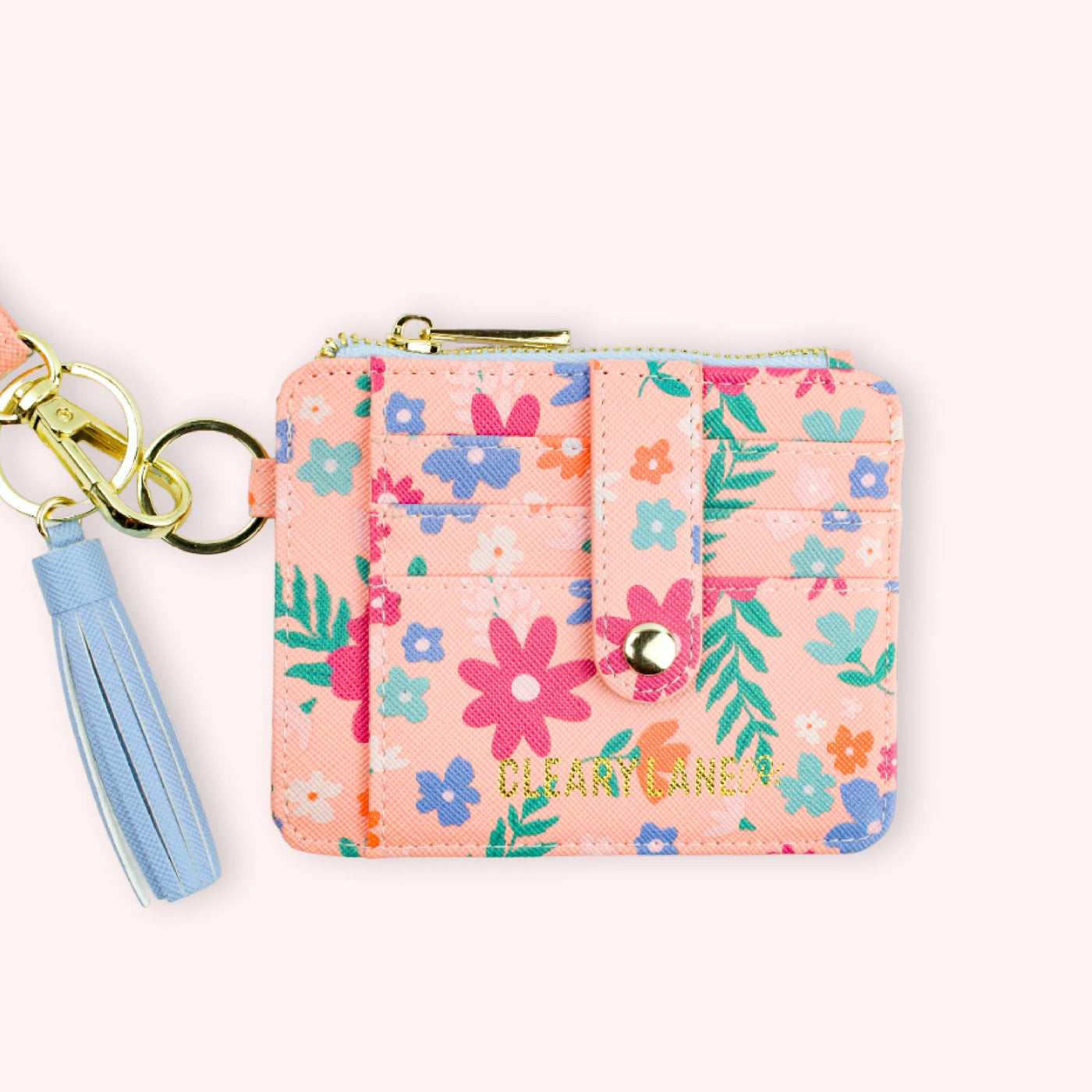 Clearly Lane Colorful Wallet Keychains: Blush Floral Jungle