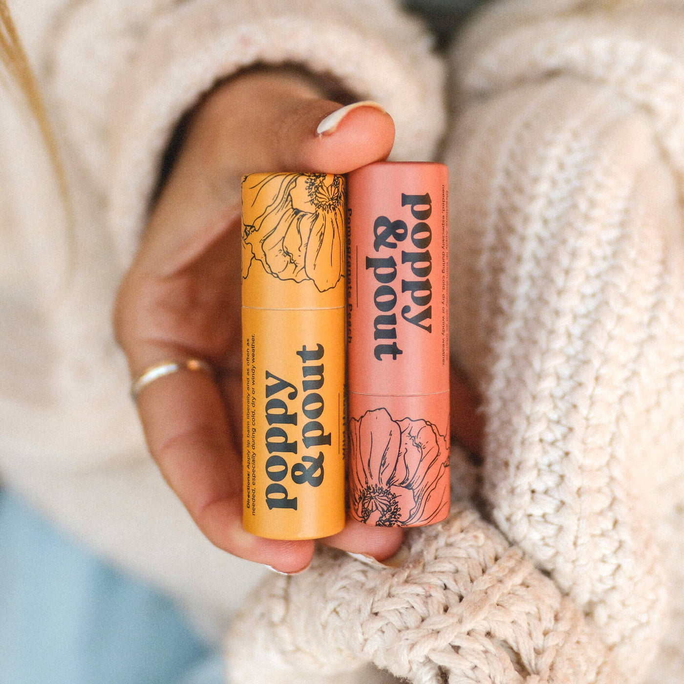 Poppy & Pout Lip Balm: Pomegranate Peach