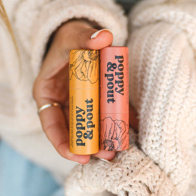 Poppy & Pout Lip Balm: Pomegranate Peach