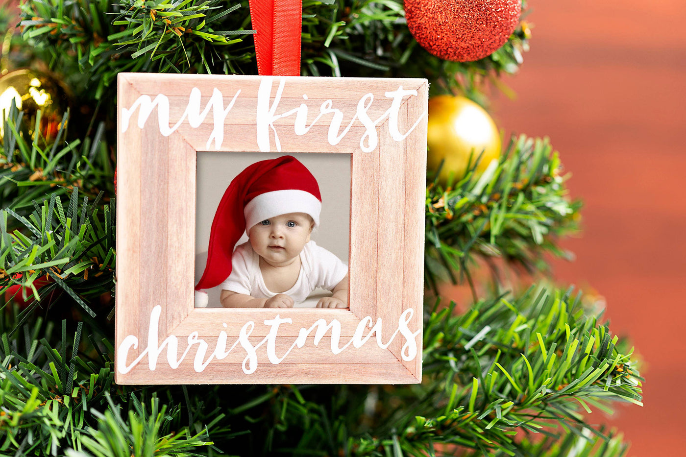 My First Christmas Holiday Wooden Picture Frame Ornament