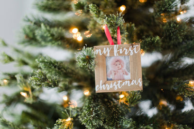 My First Christmas Holiday Wooden Picture Frame Ornament