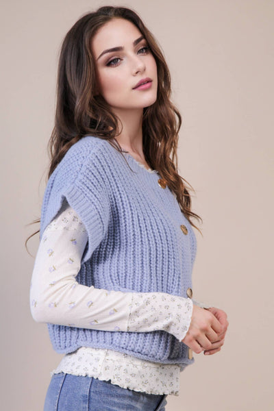 Cream Oversized Button Knit Sweater