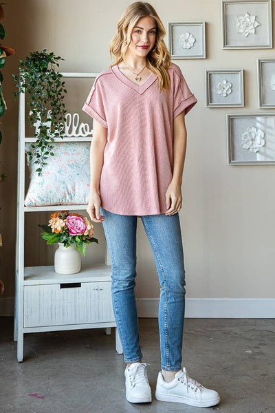Baby Pink Ribbed Top