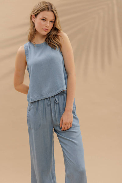 Drawstring Chambray Pant