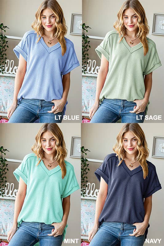 Dusty Lavender Ribbed Top