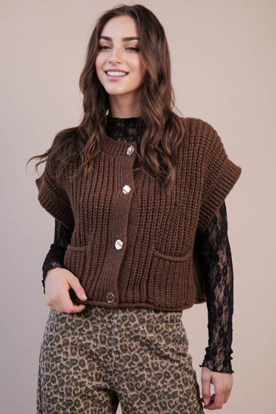 Black Oversized Button Knit Sweater