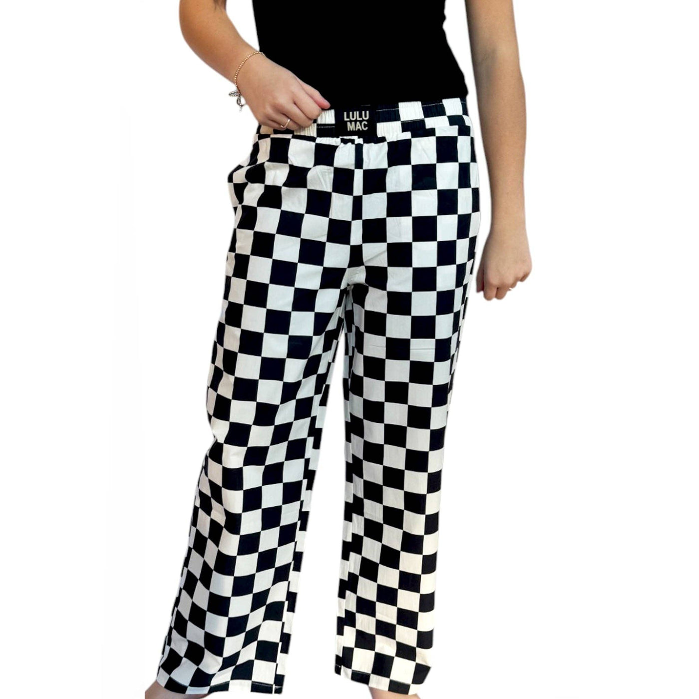 LULU MAC Black + White Checkered Pant