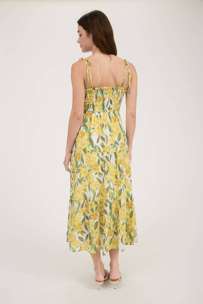 Tropical Floral Smocked Tiered Midi