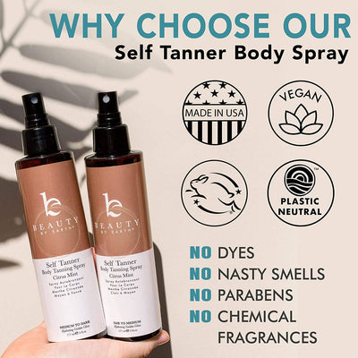 Beauty by Earth Self Tanner Body Spray 6oz,  (2 Shades): Fair to Medium