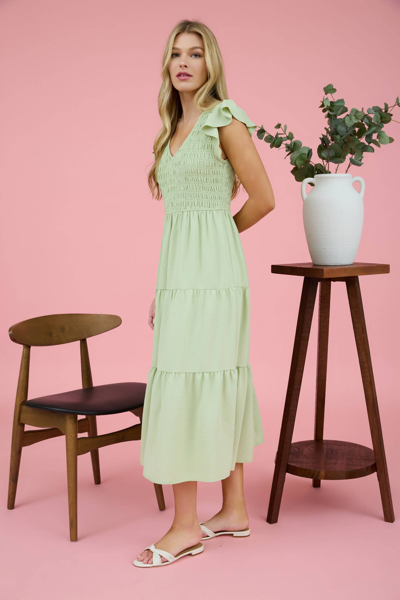 Cream Flutter Sleeve Maxi