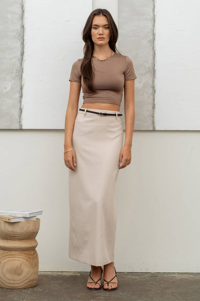 Deep Taupe Reversible Round Neck Crop