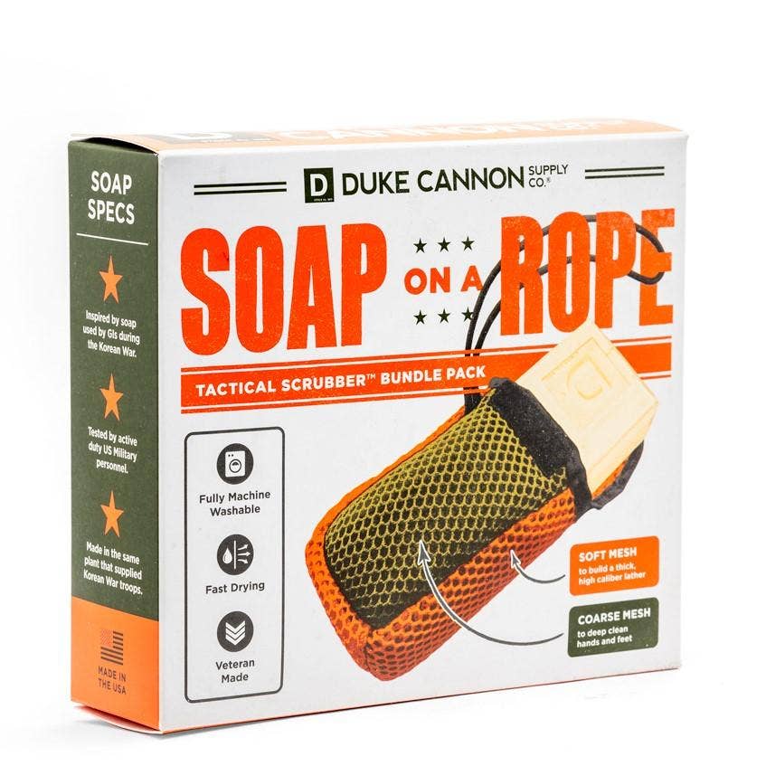 Duke Cannon Soap on a Rope Bundle Pack (Tactical Scrubber + Bourbon soap