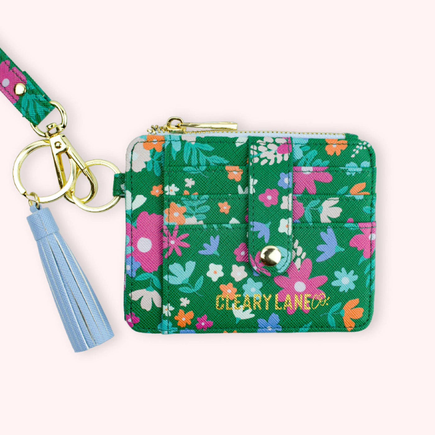 Clearly Lane Colorful Wallet Keychains: Blush Floral Jungle