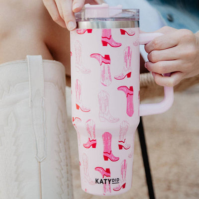 KatyDid Light Pink Western Boots Tumbler