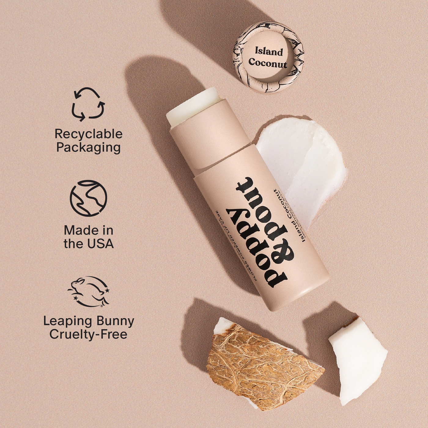 Poppy & Pout Lip Balm: Island Coconut