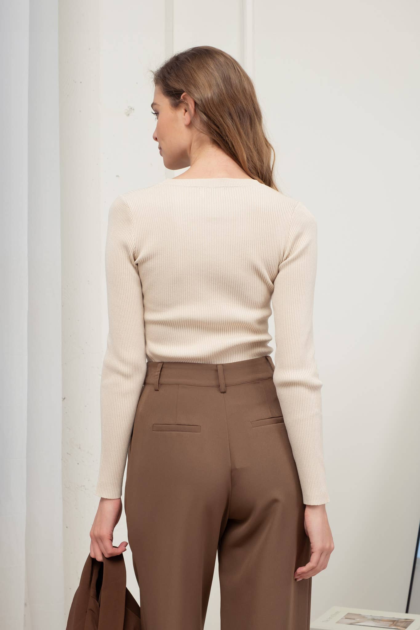 Natural Crewneck Knit Sweater