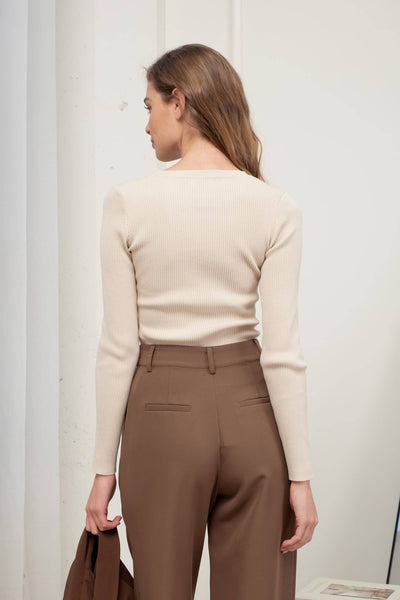Natural Crewneck Knit Sweater