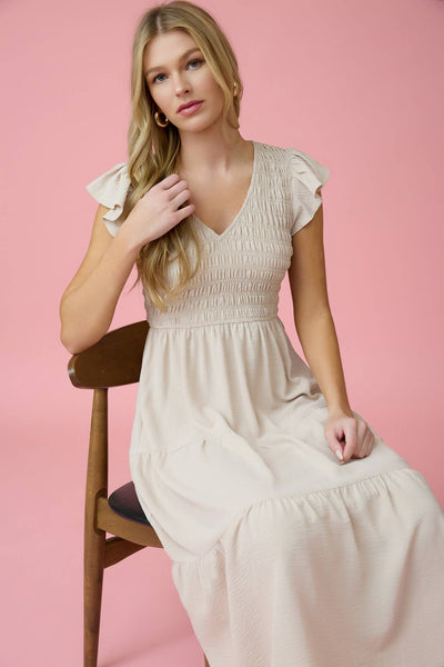 Pink Flutter Sleeve Maxi
