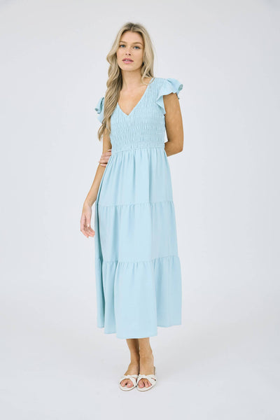 Cream Flutter Sleeve Maxi