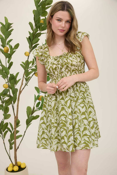 Olive Leaf Smocked Mini